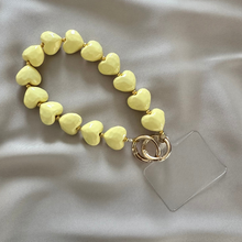 Afbeelding in Gallery-weergave laden, Phone Chain - Hearts - Butter yellow
