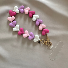 Afbeelding in Gallery-weergave laden, Phone Chain -  Multi Pink Hearts
