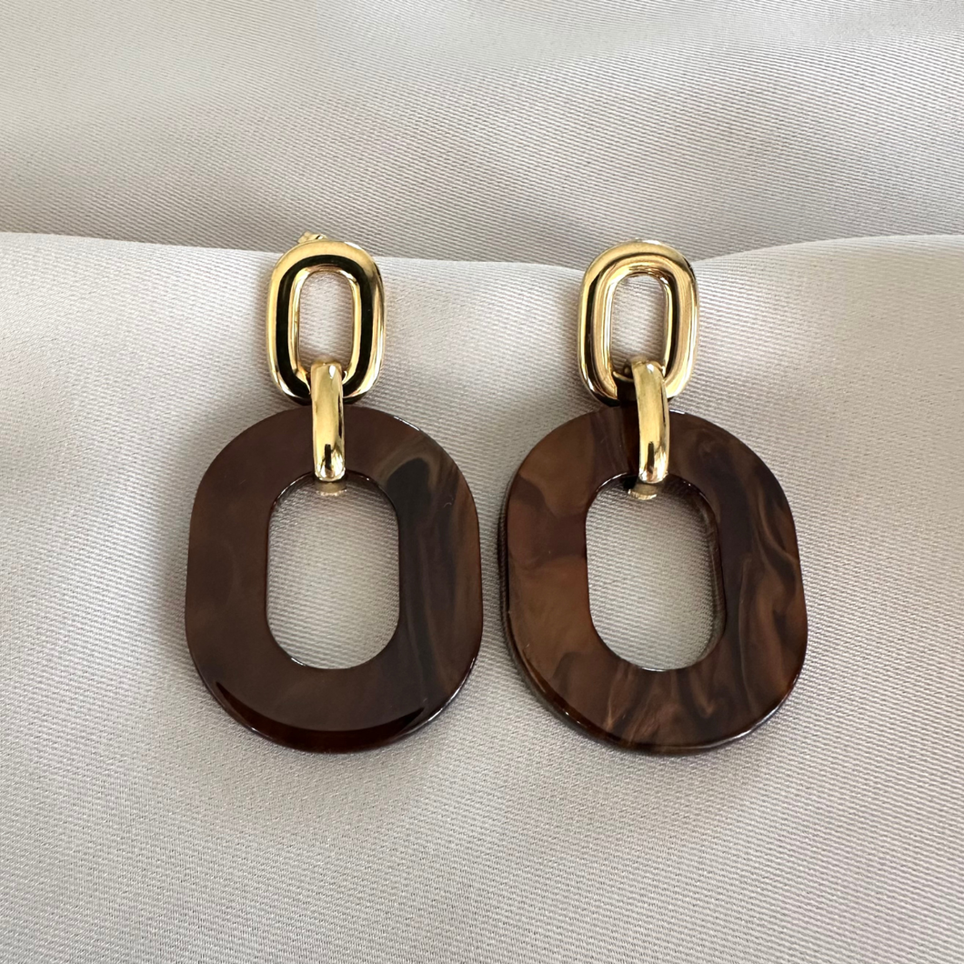 Oorbellen Cisca - Bruin & Goud