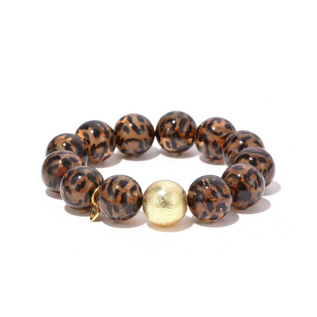 Bracelet Leo Big Beads - Brown