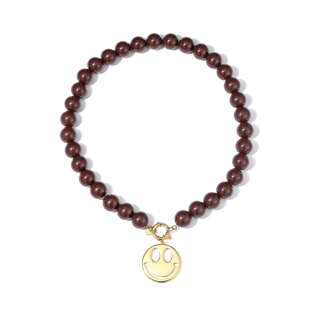 Necklace Smiley - Brown
