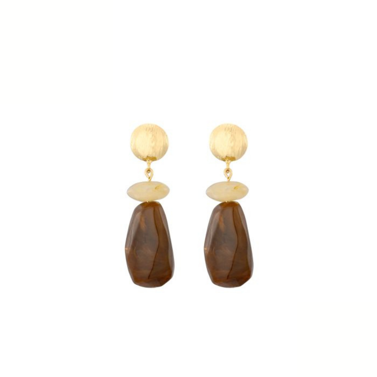 Oorbellen Joy - Beige & Bruin