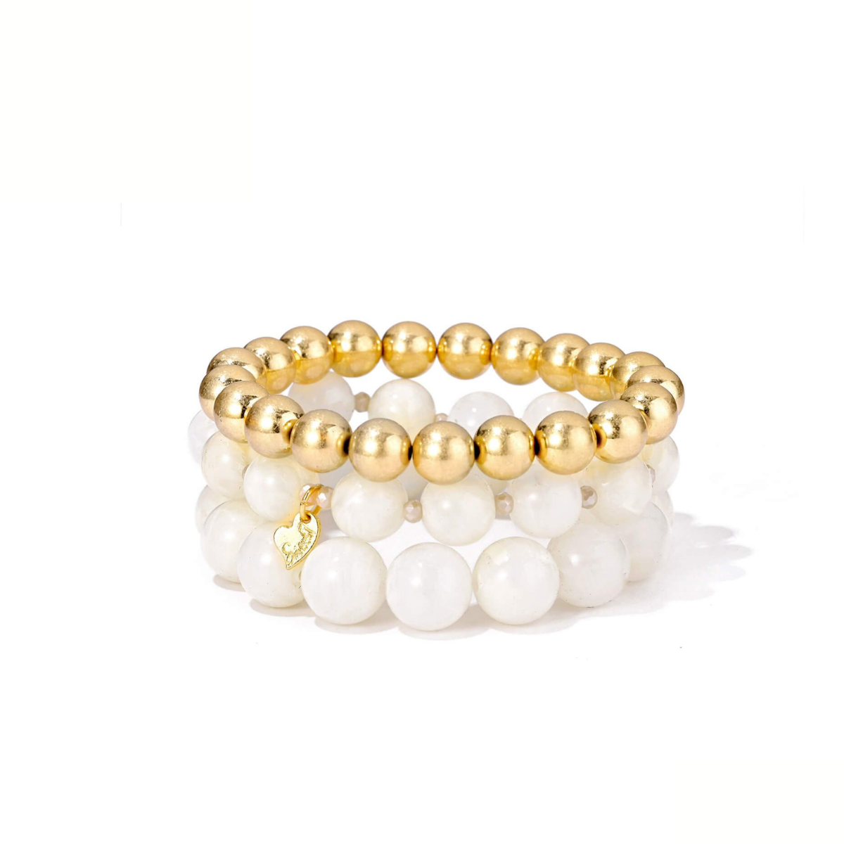 Armbandenset Gladys - Gebroken wit & Goud