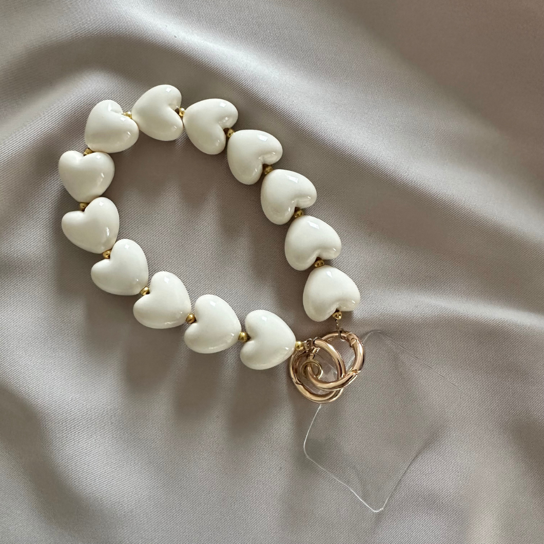 Phone Chain -  Classy Hearts - Off White