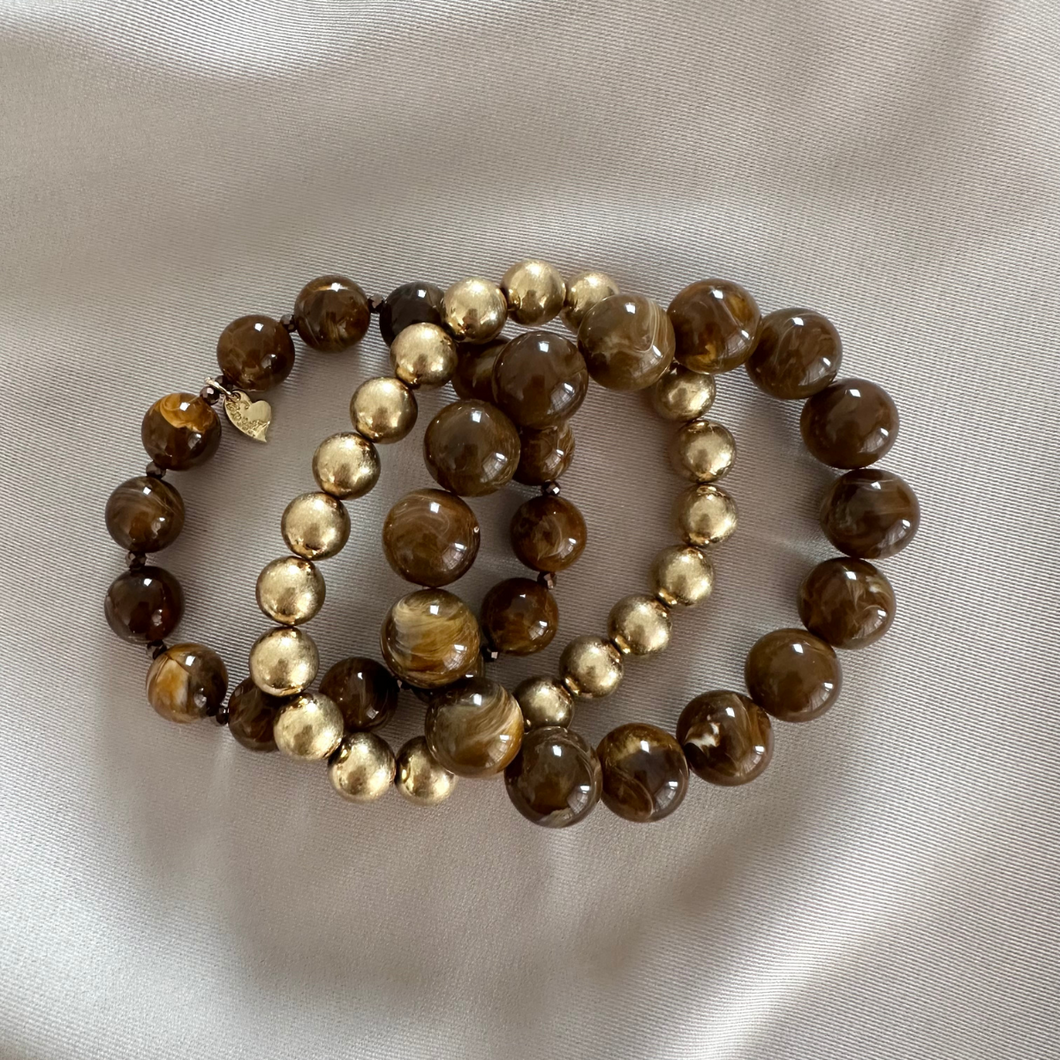 Bracelet Set Cecilia - Brown & Gold