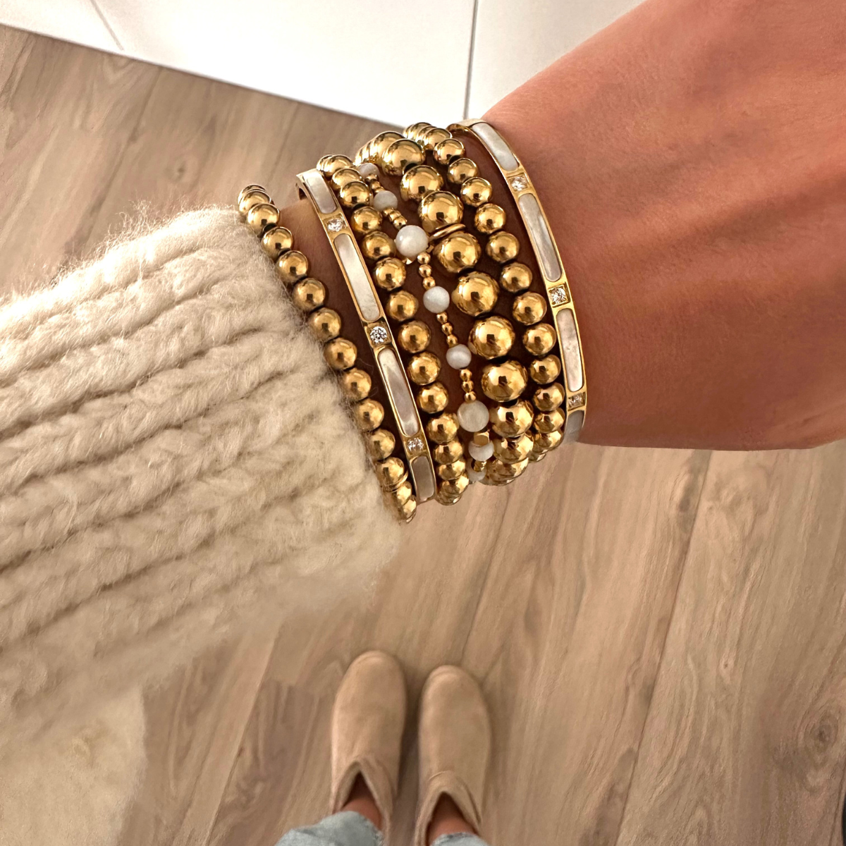 Armband Patty - Goud & Wit