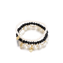 Afbeelding in Gallery-weergave laden, Bracelet Set Lizzy - Black &amp; Pearl
