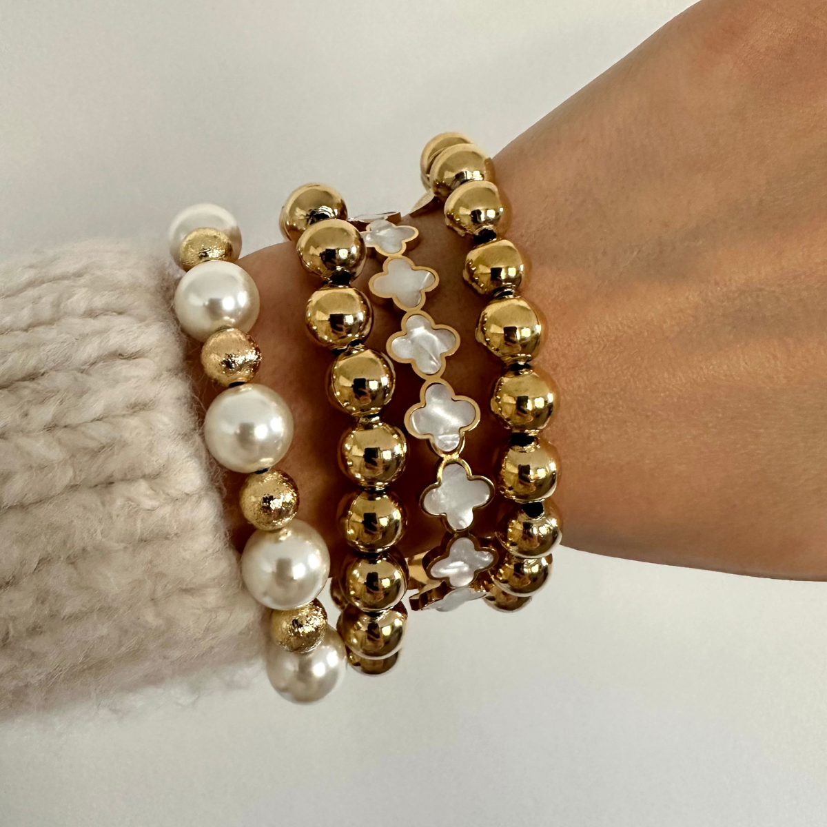 Armband Basic Beads Medium - Goud