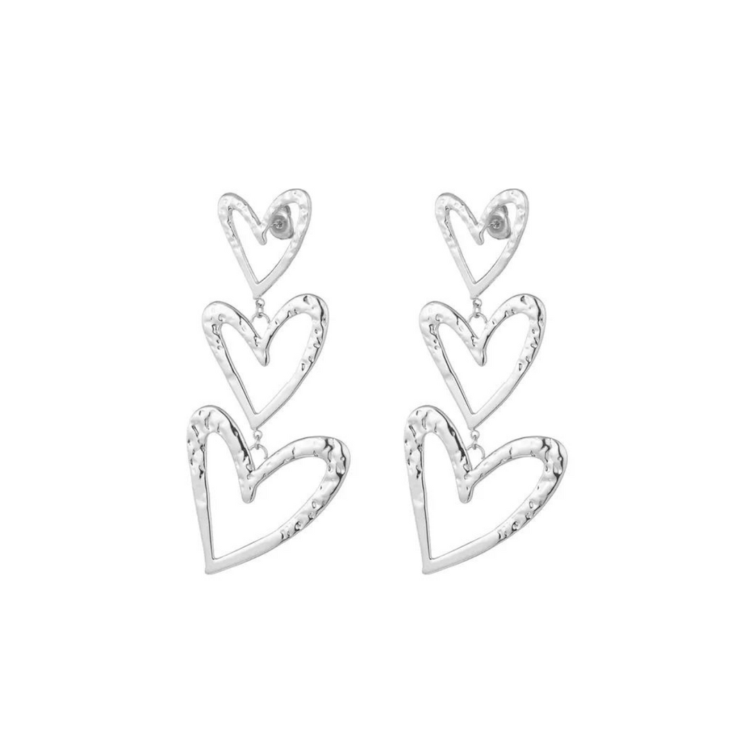 Earring Triple Heart - Silver