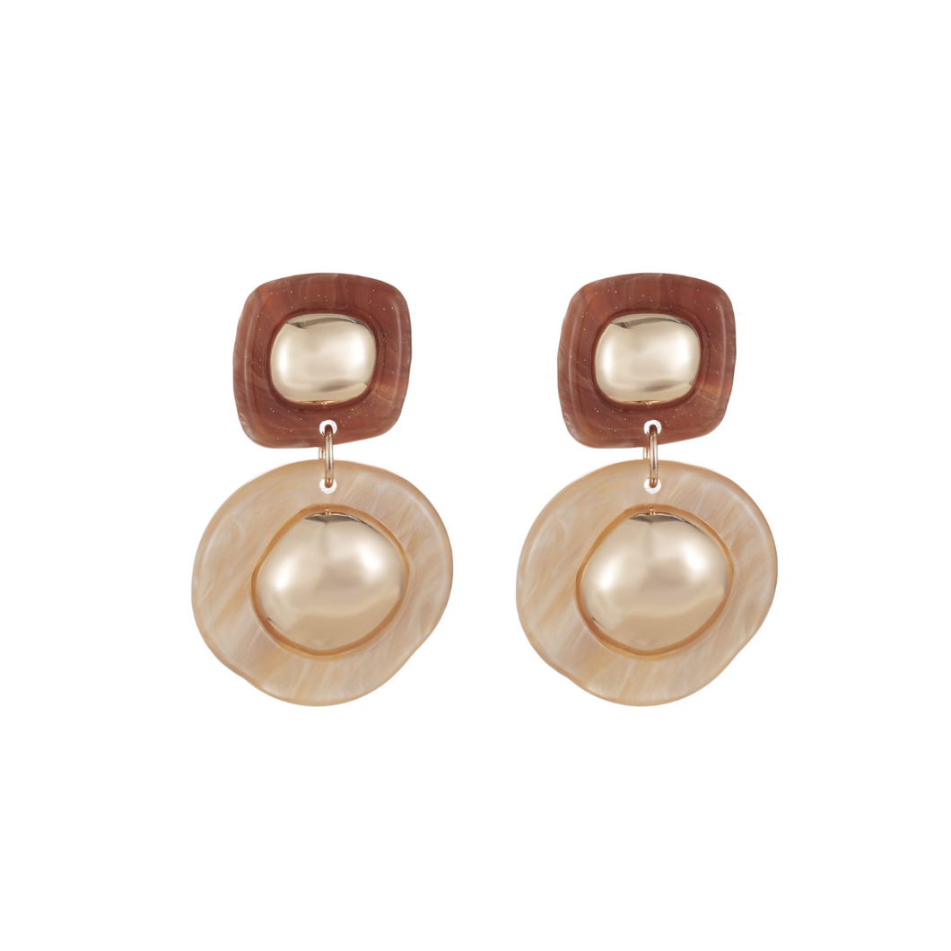 Earring Bella - Beige & Brown