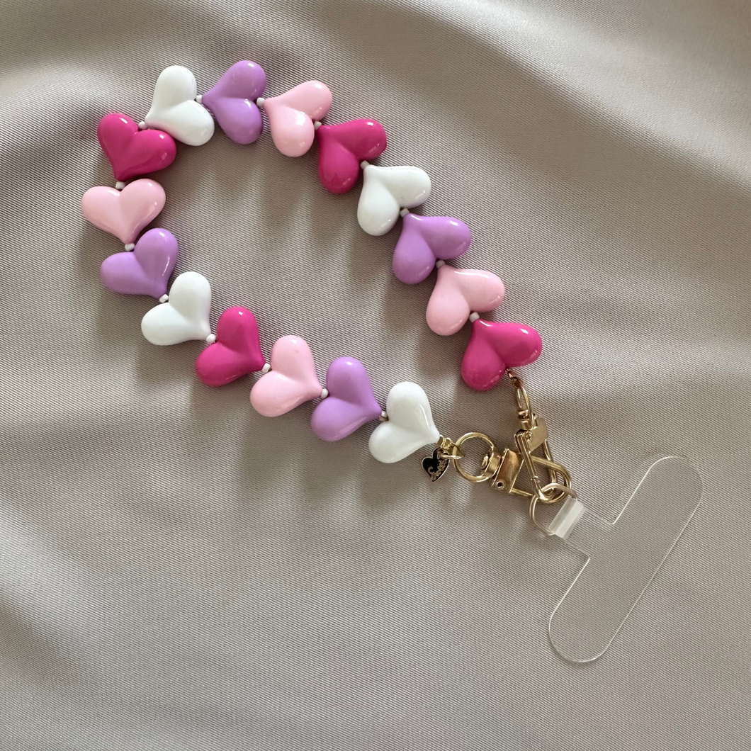 Phone Chain -  Multi Pink Hearts