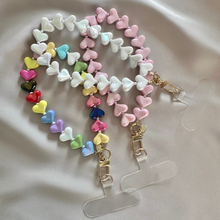 Afbeelding in Gallery-weergave laden, Phone Chain Small Hearts - White
