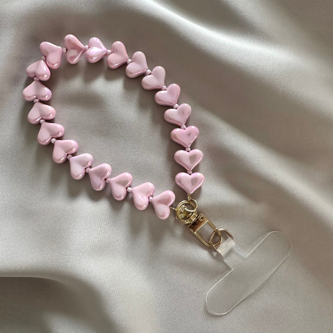 Phone Chain Small Hearts - Pink
